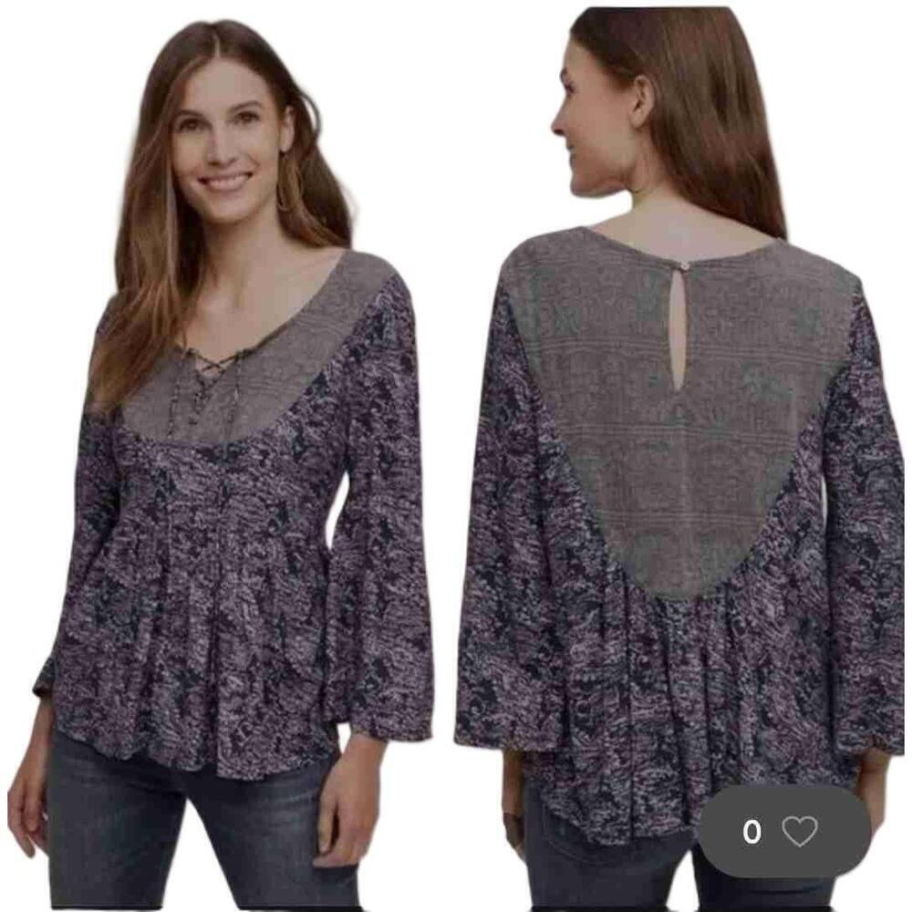 Anthropologie Akemi And Kin Marcella Blue Gray Lace Top Medium